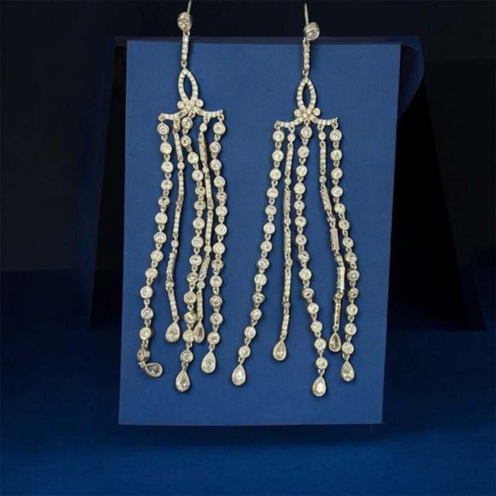 Silver crystal chandelier Earrings statement bridal prom